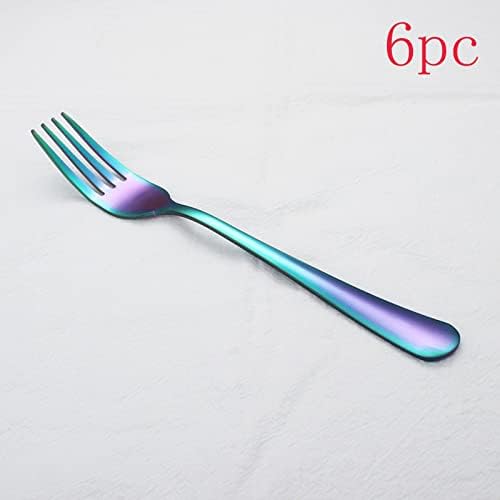 6 peças Falhe de cozinha em aço inoxidável Serviço de forks de sobremesas modernas para utensílios coloridos de talheres
