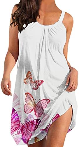 Vestido de tração feminina Mulheres de verão casual sexy praia férias redonda no pescoço sem mangas vestidos de praia longa