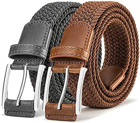Cinturão de alta para homens 2pack, homens elásticos de cinturão trançada para homens para calças de caça de golfe