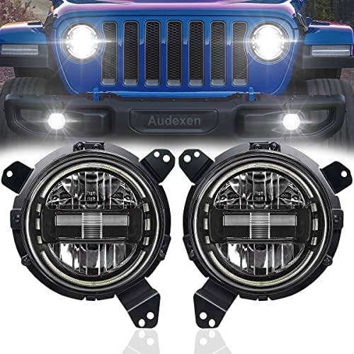 Faróis de audexen jl = faróis de 7 polegadas com ajuste de montagem de farol JL Adaptadores compatíveis com jeep wrangler jl jlu