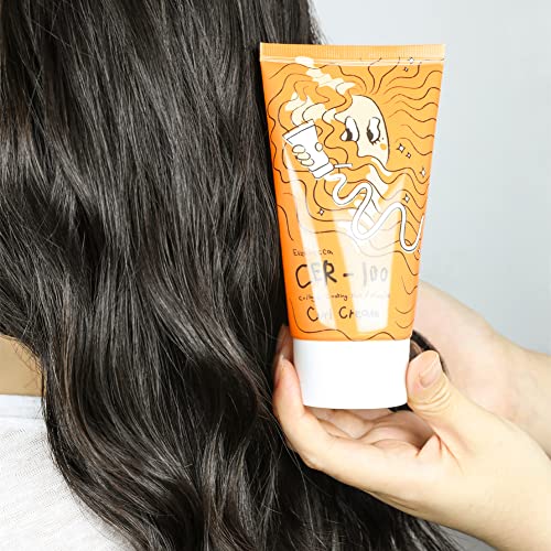 Elizavecca cer-100 colágeno revestimento de cabelo A+ Creme de cacho muscular 120ml/4,06 fl. Oz. -Creme de cabelos para cabelos / creme de cachos para cabelos ondulados / com óleo de argan / curling perfeição com preenchimento de curl curl / creme anti-fresca que define cabelos para definir todo