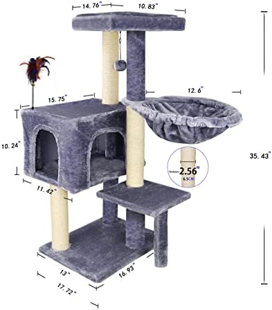 Árvore de gatos Aiwikide 002G tem brinquedos de arranhões com um centro de atividades de bola Centro de gato Tower Furniture Juted