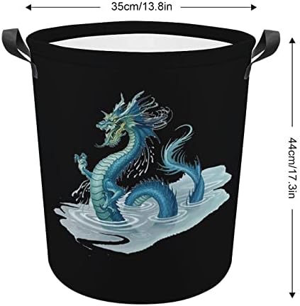 Cestas de lavanderia de dragão chinês com alças de roupas redondas à prova d'água Hampers Storage Bag Organizer