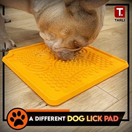 Tarli Silicone Dog Lick tapete para alimentação lenta, sem copos de sucção - almofada de gel pegajosa renovável