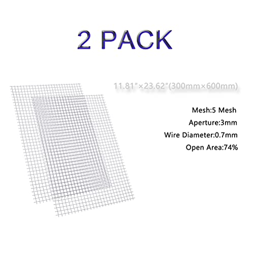 2 pacote 304 fio de aço inoxidável 5 malha 5 - 11,4 x23.6 Fácil de cortar e malha de tela de metal robusta para ventilação,
