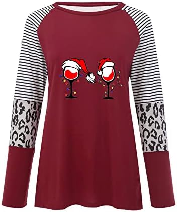 Xiaojmake vidro de vidro camisas de natal xmashat gráficos de manga longa de manga longa com retalhos de retalhos de retalhos