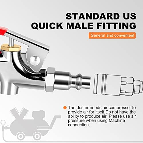 Sardvisa bico de ar de conexão de duas vias Gun, bico de ar de borracha com 1/4 em encaixe rápido padrão, acessórios de compressor de ar pistola de soprador de ar para inflação de ar e dedução