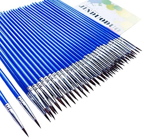 60 PCs Push -pincel redondo apontado para crianças/estudantes/artistas, pincéis de cabelo de nylon para pintura em aquarela/óleo/arte, pincéis pequenos a granel