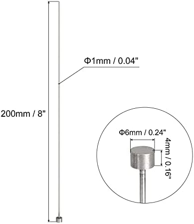 UXCELL PINS EIJEDOR STEL, 6mm dia. 65mn Aço redondo ponta redonda 200 mm de comprimento para manutenção mecânica 2pcs