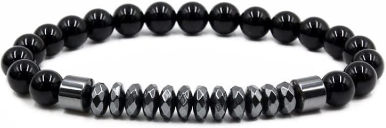 Dimre Fashion 8mm Hematite e com pulseira fosca de pulseira elástica tigre ioga joias 5pc whysfx