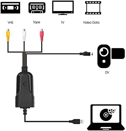 USB 2.0 AUDIO/VÍDEO Converter Capture Converter Recorder Audio Audio para formato digital para PC Compatível com Windows