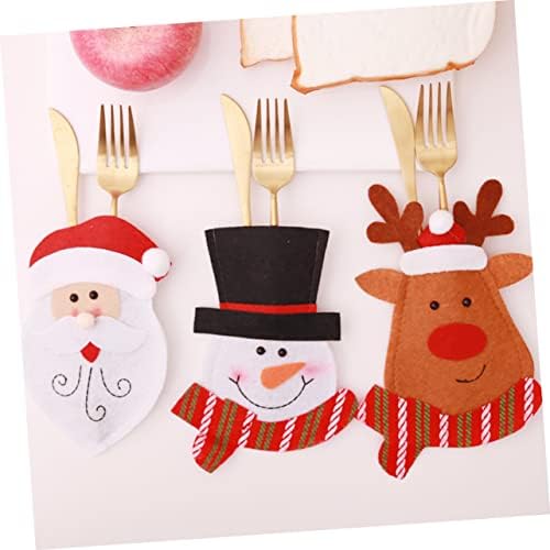 Sewacc 3pcs para Mesa de Adorno para Mesa de Natividade Decoração Faca de Natal e Fork Bag Papai Noel Decor Bag Decoração