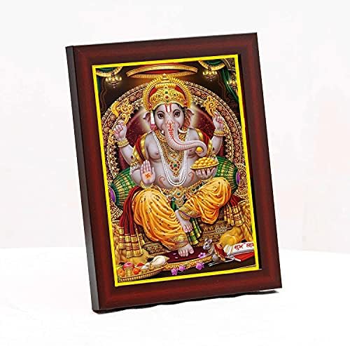 Zig Zag Lord Ganesh Ganpati Ji Frame para a mesa de parede Tamanho pequeno