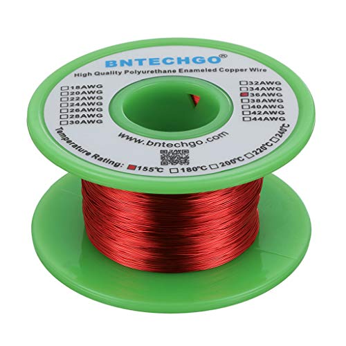 Bentechgo 36 AWG Fio de ímã - fio de cobre esmaltado - fio de enrolamento de ímã esmaltado - 4 oz - 0,0049 Diâmetro 1 bobina de