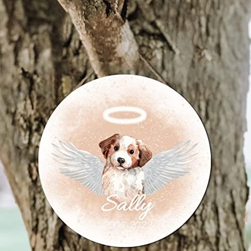 Wood Place Dog Memorial Pet Angel Wings Nome e data personalizados Sinais de madeira rústica personalizados Sinais