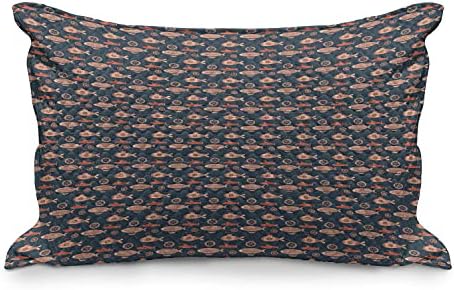 Ambesonne Marine Quilted Proachcuver, imagem de submarinos e zepelins em padrão nostálgico contínuo, náutico, size