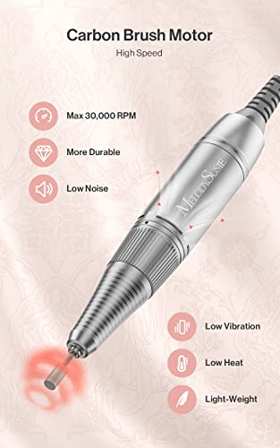 Melodysusie Recarregável Broca de unhas 30000rpm com bits de tungstênio de 10pcs e 7pcs bits de cerâmica