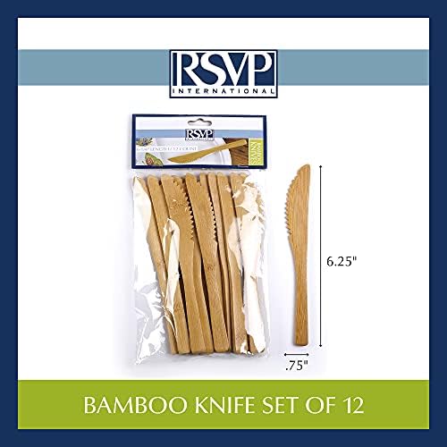 RSVP International Bamboo Kitchen Collection reutilizável e biodegradável, conjunto de facas, 12 peças