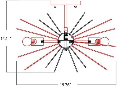 20 polegadas Astra Sputnik Semi Flush Mount Lamp Spike Starburst Light Meio