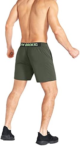 Brokig Men's Lightweight Gym Shorts, Bodybuilding Shorts de exercícios atléticos de corrida rápida para homens com bolsos