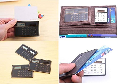 Mini tipo de cartão de cartão ultrafino calculadora solar portátil, branca ou preta aleatória