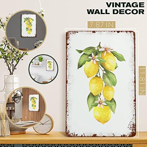 Jzzang Lemon Bunch Summer Fruit Sign Lemon Leaf Greenery Tin Sign