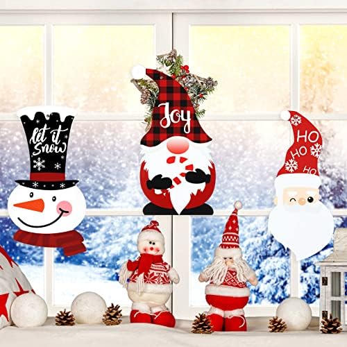 Namalu Gnome Door Sign Set Set of 3 Xmas Snowman Gnome Santa Sign de madeira Parede de Natal Pranch Plank Figuras Decorações de decoração para lareira em casa