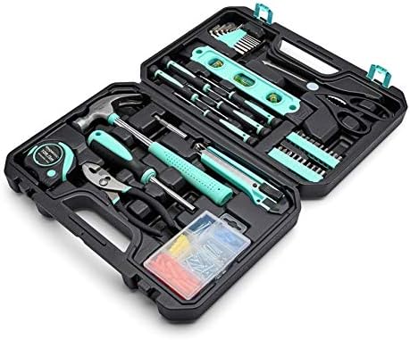 Kit de ferramentas domésticas do Basics com estojo de armazenamento de ferramentas-142 peças, Turquoise & Johnson & Johnson Kit portátil de emergência portátil portátil, 160 pc