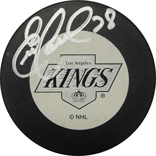 Eric Lacroix assinado à mão autografada Los Angeles Kings Tie Bow Puck - Pucks autografados da NHL