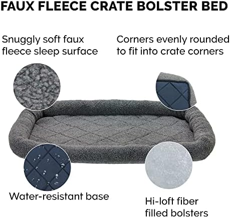 Furhaven Small Dog Bed Sherpa Fleece Bolster Crate black, lavável - cinza, pequeno