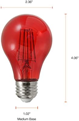 Sylvania liderou o filamento de vidro vermelho A19 lâmpada, diminuição, eficiente 4,5W, e26 Base média - 1 pacote