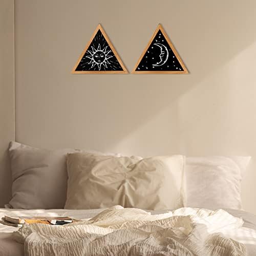 2 PCs rústico boho decoração de parede fases de madeira Arte da parede estrelas da lua Sun cogumelo decoração de parede decoração de