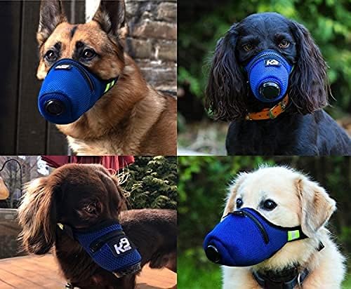 Máscara de filtro de ar K9 Mask® para cães com recargas de filtro de ar premium 'Breathe Limpo' - azul