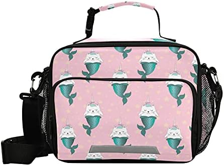 Mnsruu Lanch Box for Men Mulheres, Magic Cat Unicorn Sereia, bolsa mais refrigeradora à prova de vazamentos reutilizados