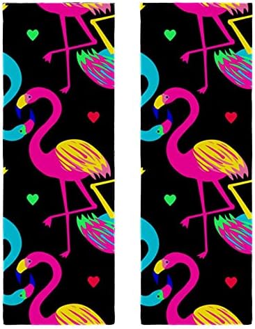 Deyya flamingo Coração preto 11,5 x 32 esportes de toalhas de resfriamento para pescoço e rosto Microfiber respirável de microfibra