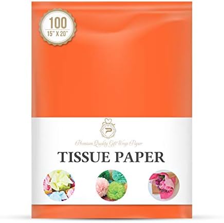Novo papel de lenço de lenços a granel laranja 15 polegadas x 20 polegadas - 100 folhas -flexicores embalagens