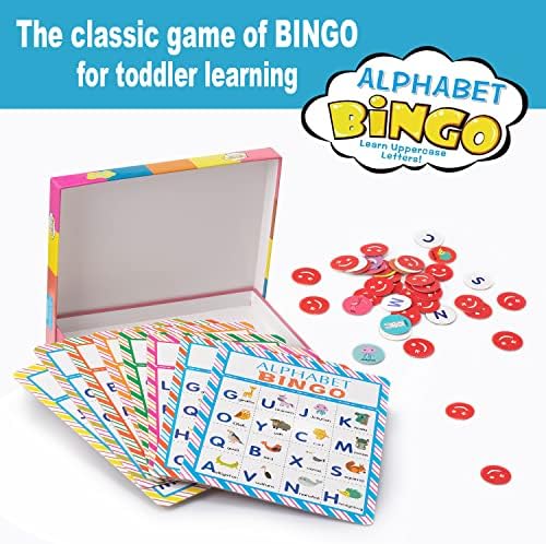 Cartão de jogo de bingo de alfabetismo de Deeplay, educação de animais de bingo de bingo de letras ABC Aprendendo a jogos