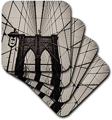 3drose sépia placa molhada das montanhas-russas do Brooklyn Bridge, conjunto de 4, multicolor
