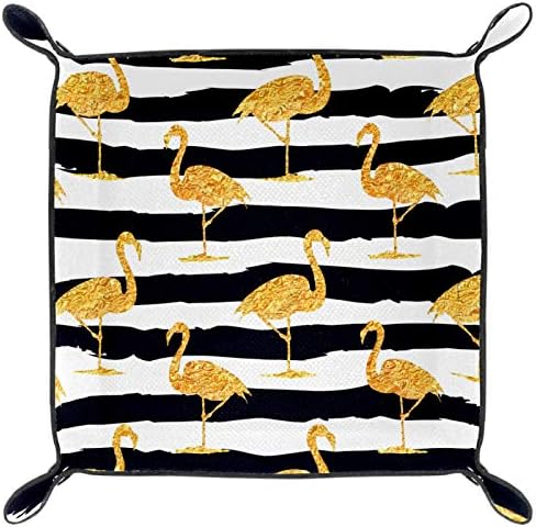 Lyetny lantejão dourado flamingo brancos listras pretas bandeja de armazenamento caixa de armazenamento de cabeceira