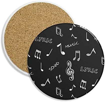 Lyrics e notas de músicas brancas Black Coaster Cup Round Holder Absorbent Stone 2pcs