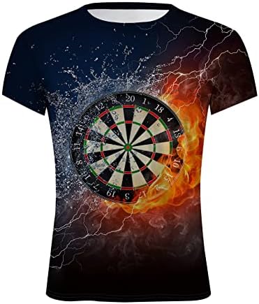 Camisas de novidade para homens engraçados 3D Darts gráficos de camiseta curta Crewneck Casual Tees Casual