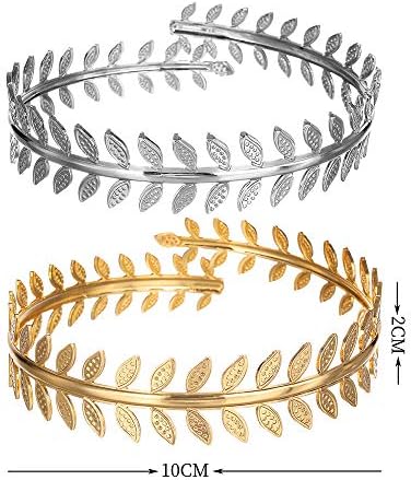 Colorido bling 2 pcs Gold Swirl Folha Bracelete do braço do braço folhas Folhas de ramo punk metal de metal ajustável