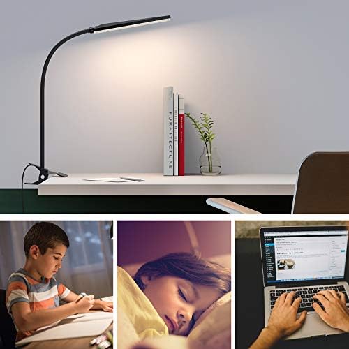 Lâmpada de mesa LED K & ZZ com grampo, lâmpada de mesa USB flexível de 360 ​​° Goba, clipe de carregamento para os olhos na mesa 72 LEVA LED LUZ, BRILHOÇÃO DE NÍVEL 3 MODOS DE COR