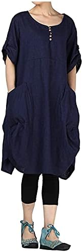Vestidos de verão feminino saia túnica redonda camiseta de manga curta n vestido midi feminino vestido de linho de primavera
