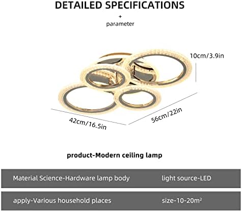 Luz de teto de anel moderno de vestuário, 4 anéis LED LED MONTAGEM TETO LUZ