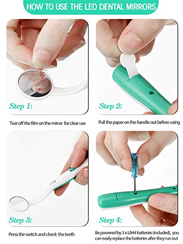 6 peças espelhos dentários com inspeção de dentes leves Mirror LED de dentes anti-FOG Espelho dental do espelho odontológico