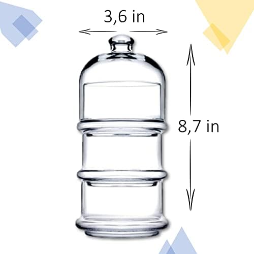 Jarra empilhável de vidro de 3 camadas UMS - frascos de farmacêuticos transparentes com tampa - recipiente de armazenamento