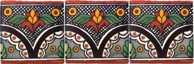 Importações de artesanato fino 2x2 36 PCS Black Arc Talavera mexicano Tile