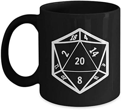 Preta D20 caneca 11oz 15oz Novelty Dice Coffee Cup DND Dungeons Dragons Dungeon Dragon D e D Pathfinder Tabletop Gaming