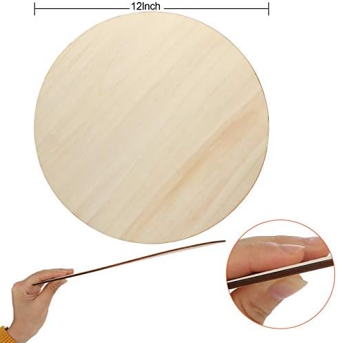 Círculos de madeira de 20 pacote de 12 polegadas para artesanato, CertBuy inacabado a lenha recorte de madeira para